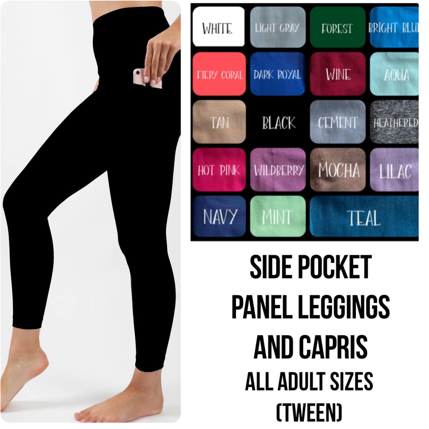 S6LC - Solid Color Leggings with Square Side Pocket Panel - Preorder Closing 1/4 ETA: Early March