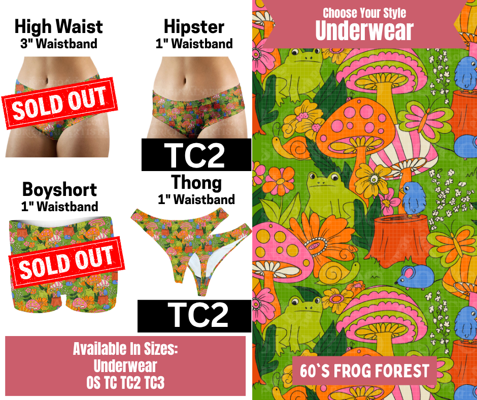 60's Frog Forest Hipster, Thong Underwear