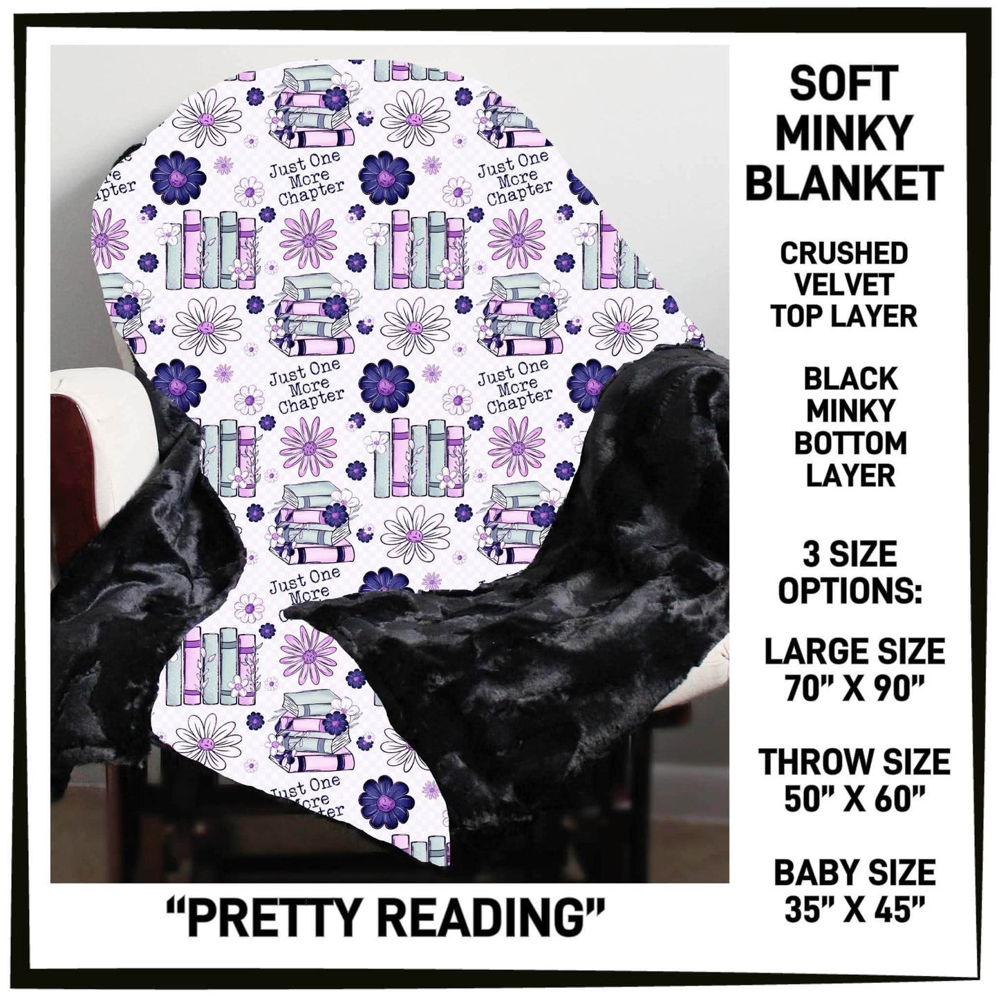 MI8B - Pretty Reading Minky Blanket - Preorder Closing 7/15 ETA: Late Sept