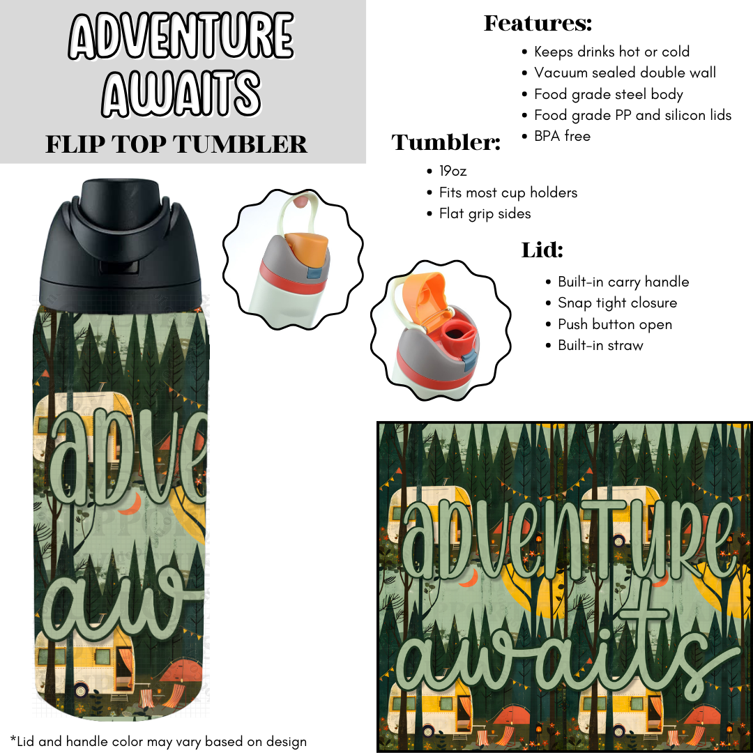 Adventure Awaits Flip Top Tumbler
