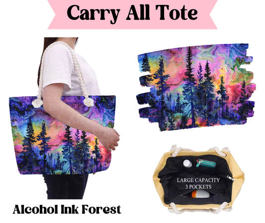 Alcohol Ink Forest Carry All Tote