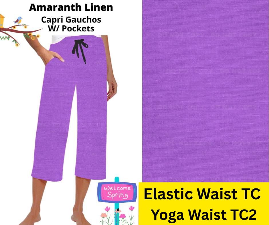 Amaranth Linen Capri Gauchos