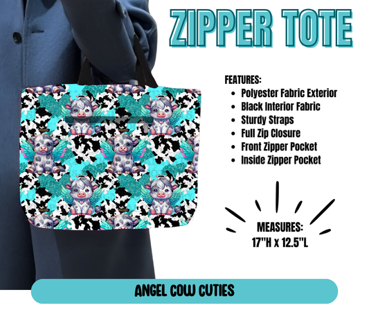 Angel Cow Cuties Zipper Tote