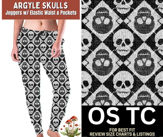 Argyle Skulls Joggers Choose Fleece or Traditional