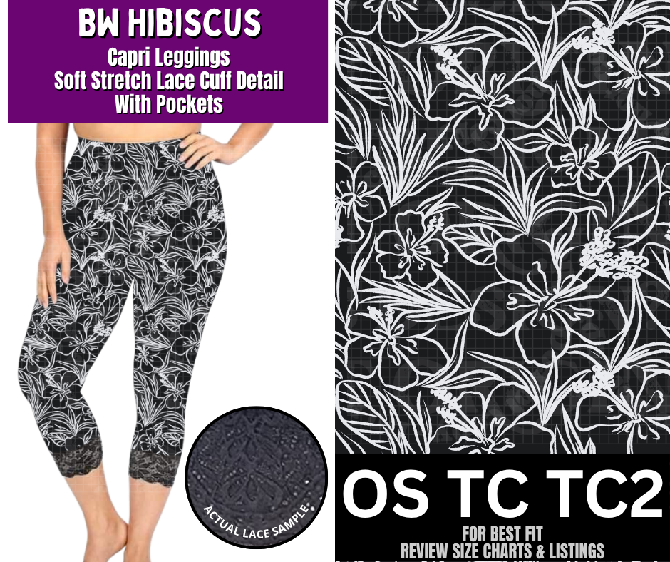 BW Hibiscus Lace Cuff Capris w/ Pockets