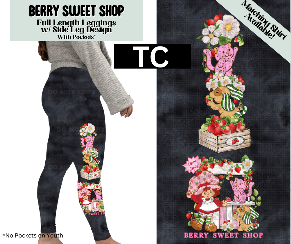 Berry Sweet Shop Full Length Leggings w/ Side Leg Designs