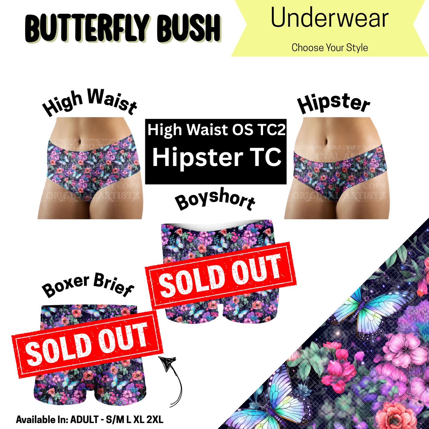 Butterfly Bush Hipster, High Waist Underwear
