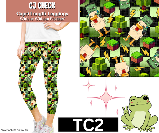 CJ Check Capri Length Leggings w/ Pockets