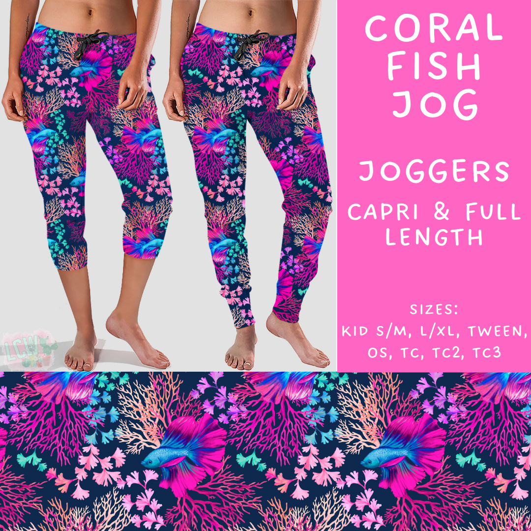 Ready To Ship - Coral Fish Capri Length Joggers