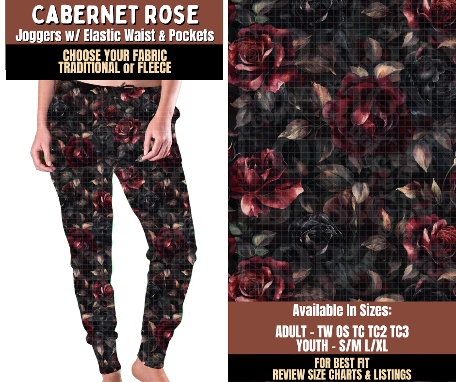 Preorder! Closes 7/27. ETA Oct. Cabernet Rose Joggers Choose Fleece or Traditional