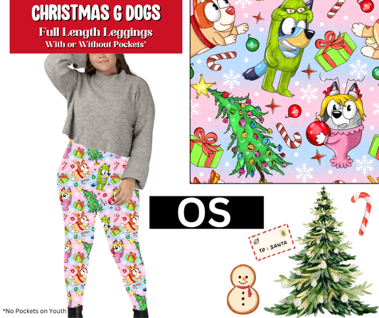 Christmas G Dogs Full Length Leggings w/ Pockets