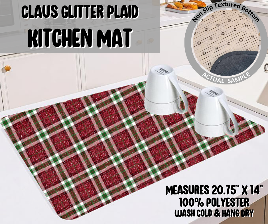 Claus Glitter Plaid Kitchen Mat