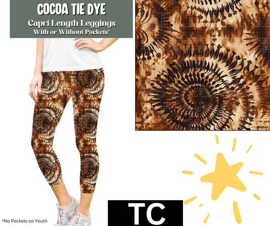 Cocoa Tie Dye Capri Length Leggings w/ Pockets