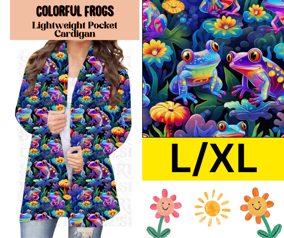 Colorful Frogs Pocket Cardigan