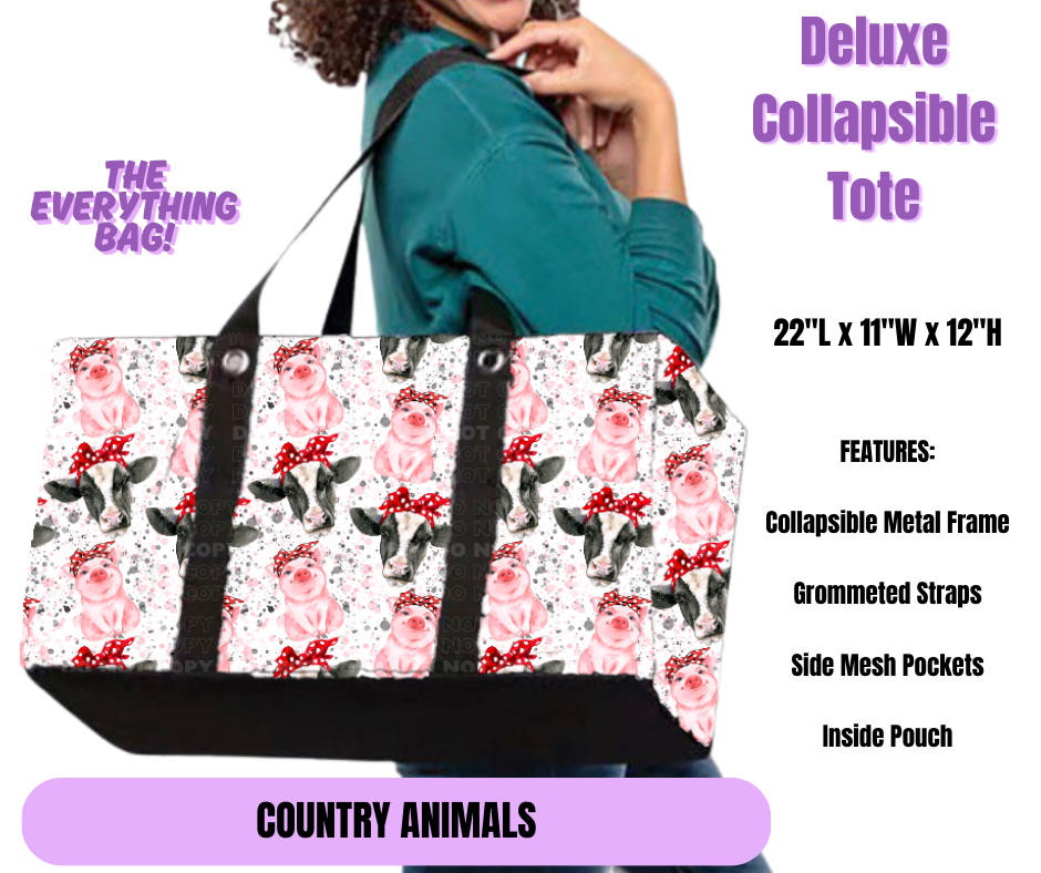 Country Animals Collapsible Tote
