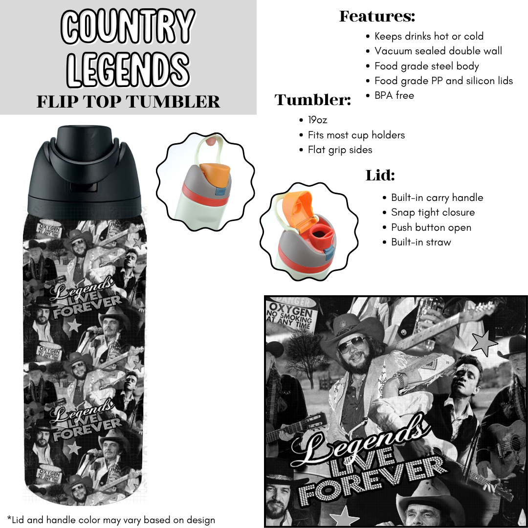 Country Legends Flip Top Tumbler