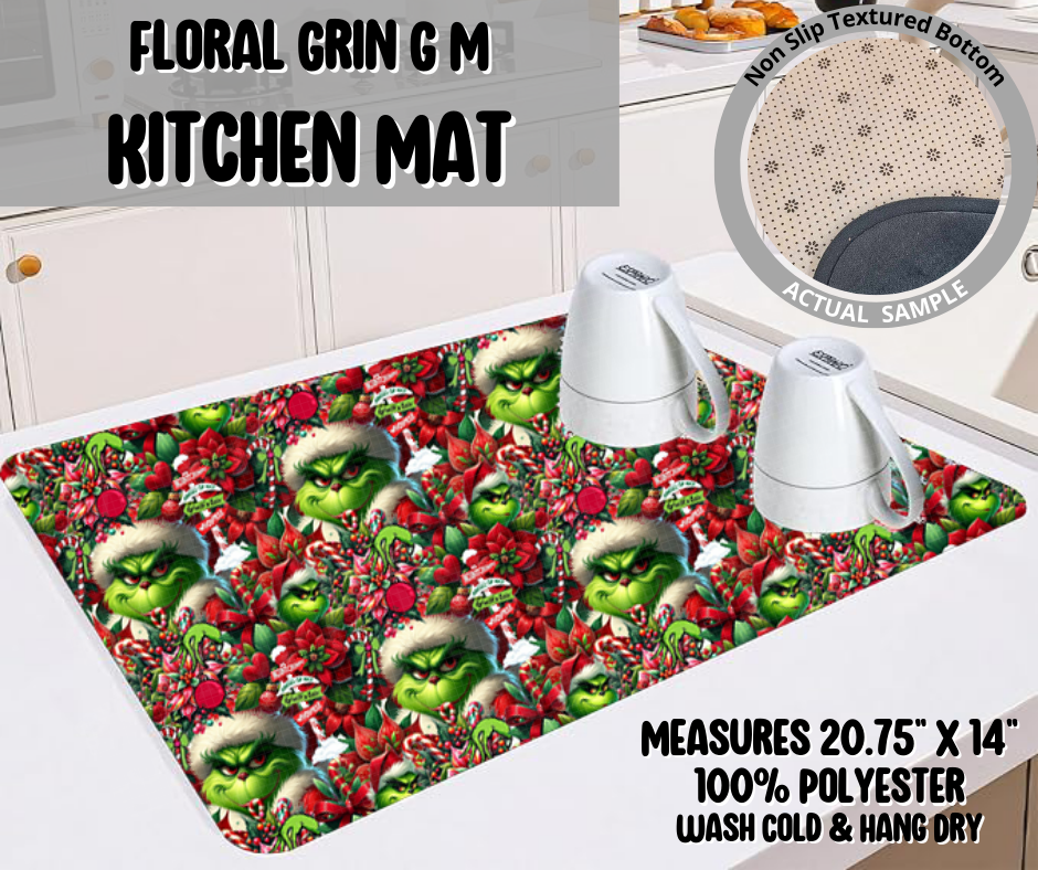 Floral Grin G M Kitchen Mat