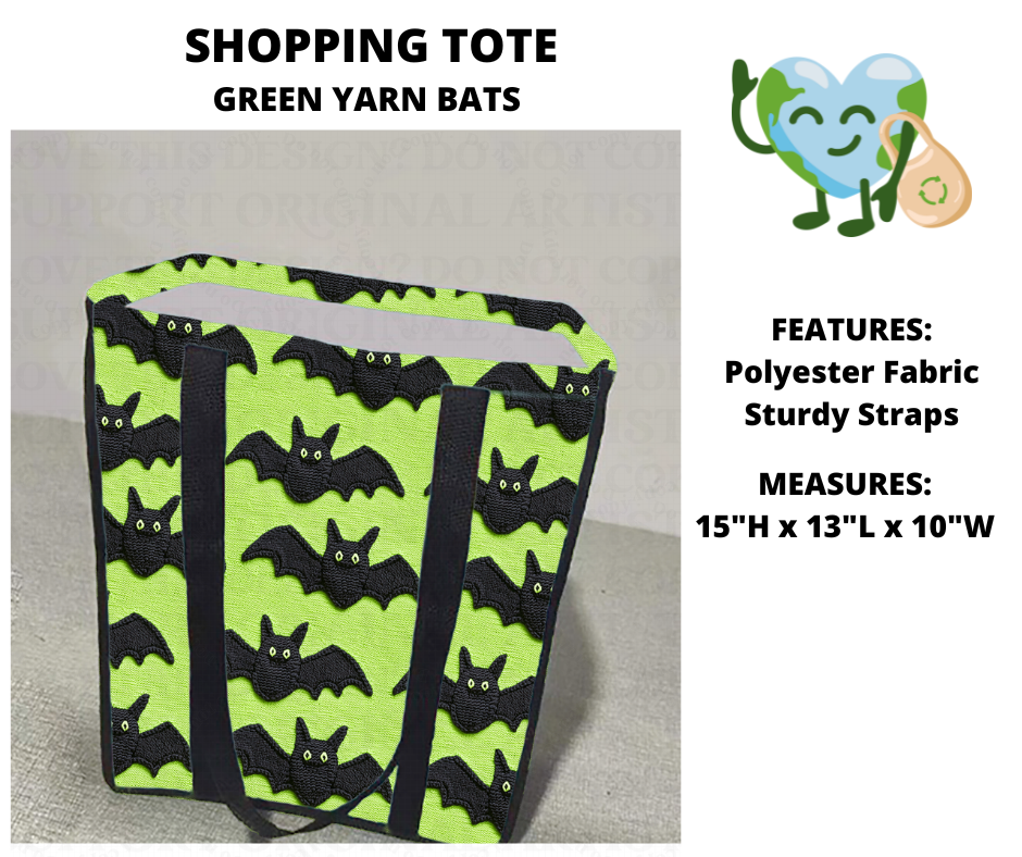 Green Yarn Bats Shopping Tote