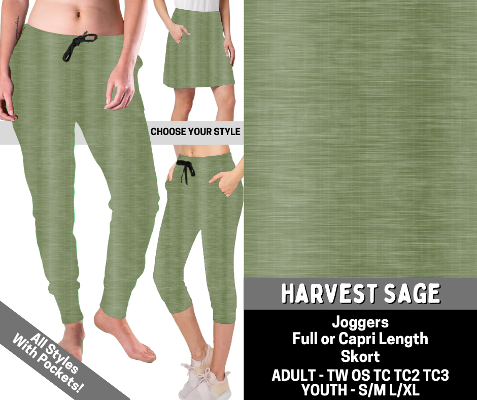Preorder! Closes 6/15. ETA Sept. Harvest Sage Combo Jogger Lengths & Skort