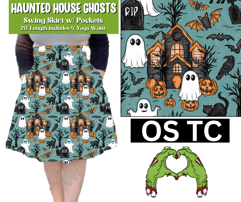 Haunted House Ghosts Swing Skirt