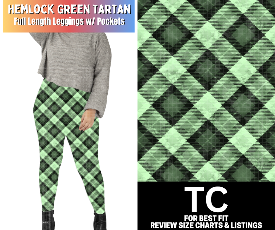 Hemlock Green Tartan Full Length Leggings w/ Pockets
