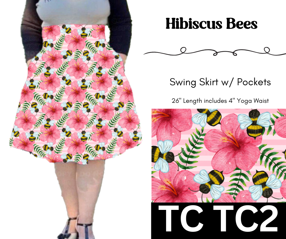 Hibiscus Bees Swing Skirt