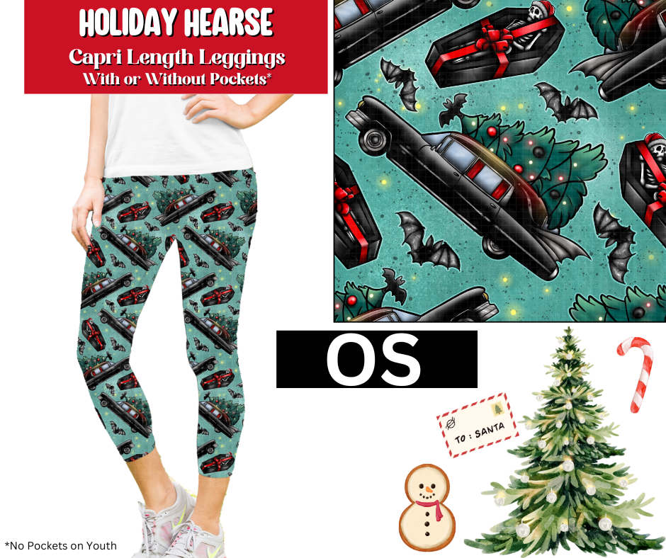 Holiday Hearse Capri Length Leggings w/ Pockets