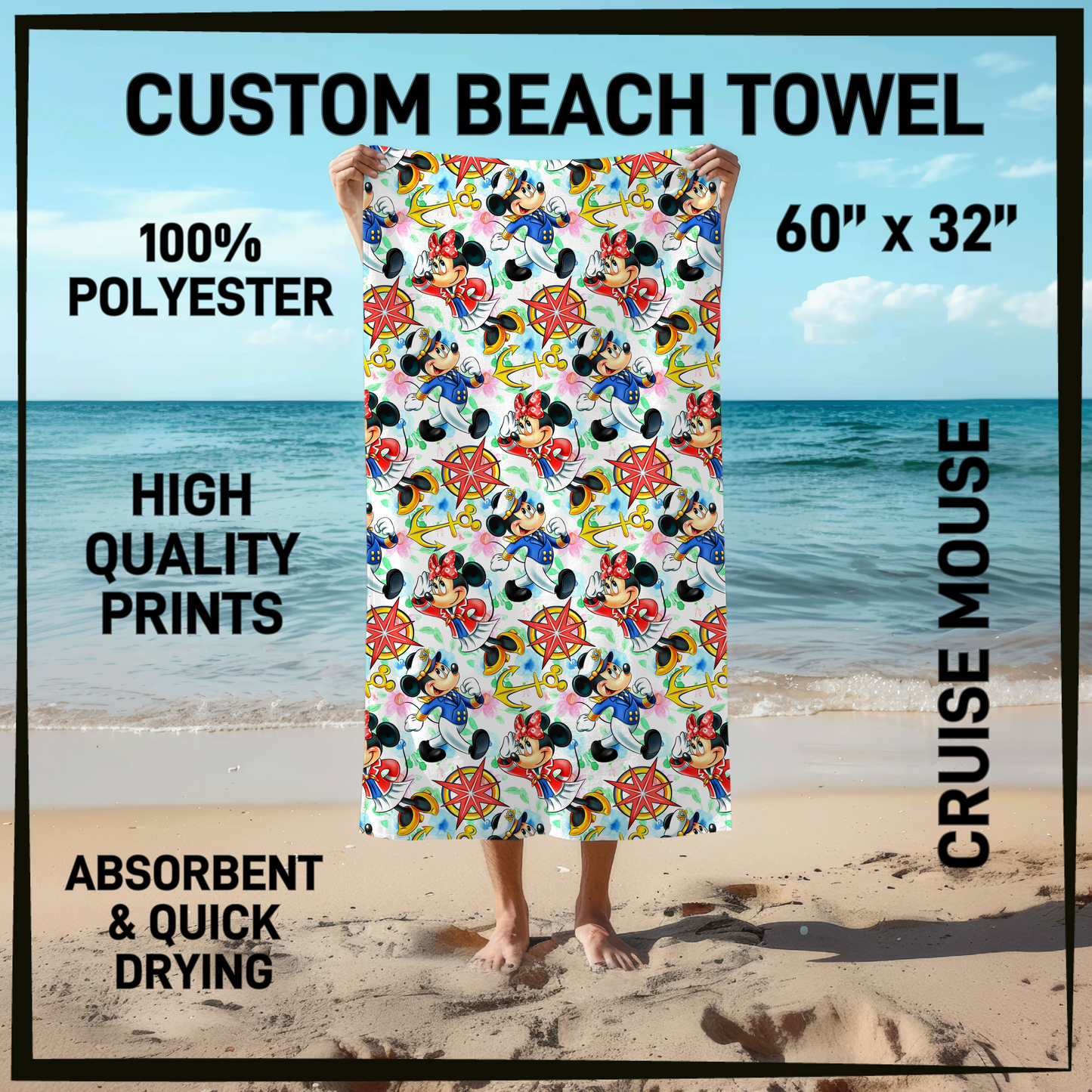 B9TW - Cruise Mouse Beach Towel - Preorder Closing 6/2 ETA: Early August