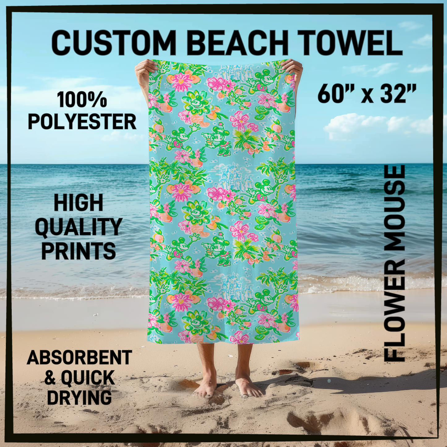 B9TW - Flower Mouse Beach Towel - Preorder Closing 6/2 ETA: Early August