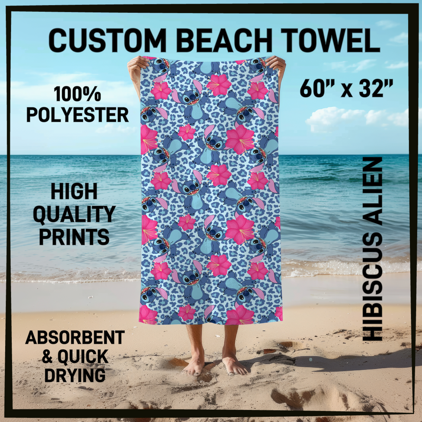 B9TW - Hibiscus Alien Beach Towel - Preorder Closing 6/2 ETA: Early August