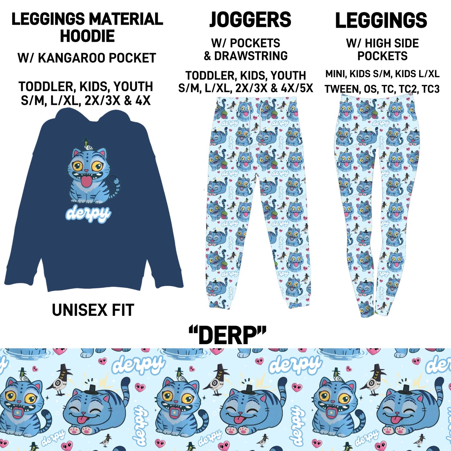 HD2S - Derp Leggings Material Hoodie/Leggings/Full Joggers - Preorder ETA: Late Oct