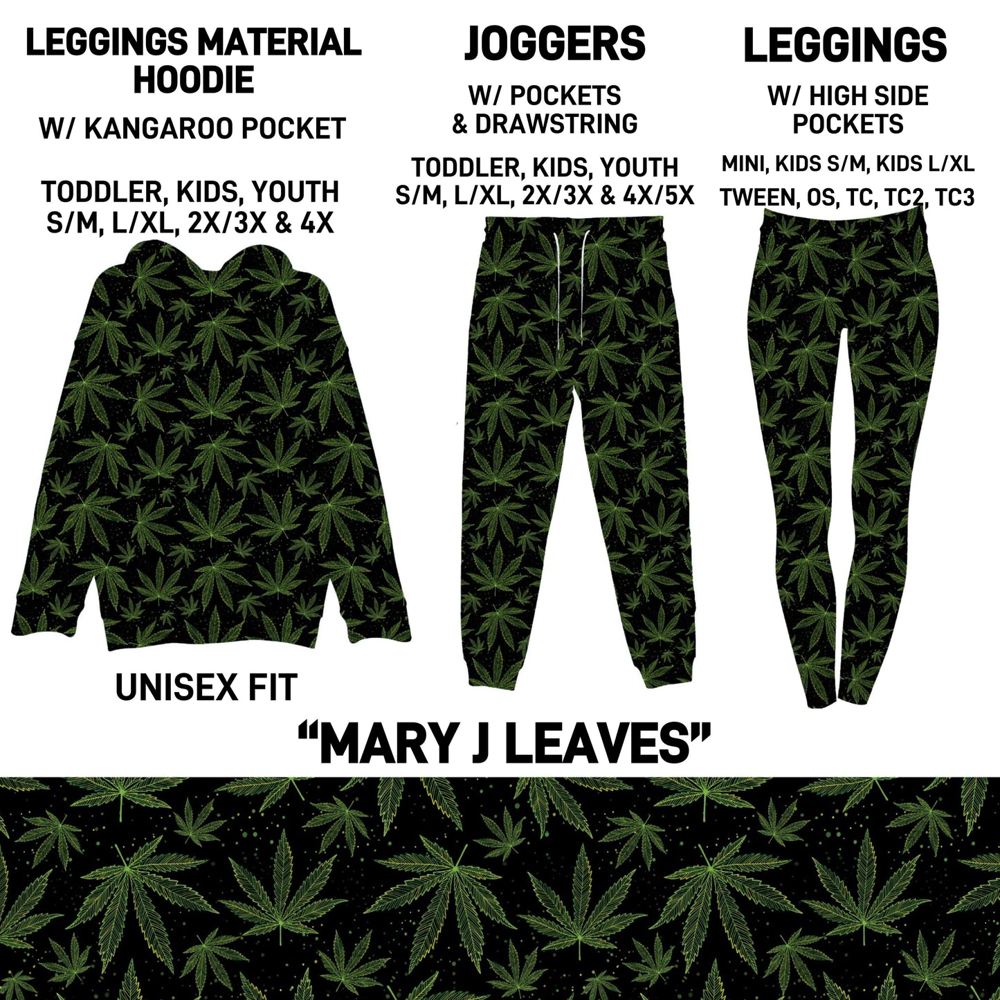 HD2S - Mary J Leaves Leggings Material Hoodie/Leggings/Full Joggers - Preorder ETA: Late Oct