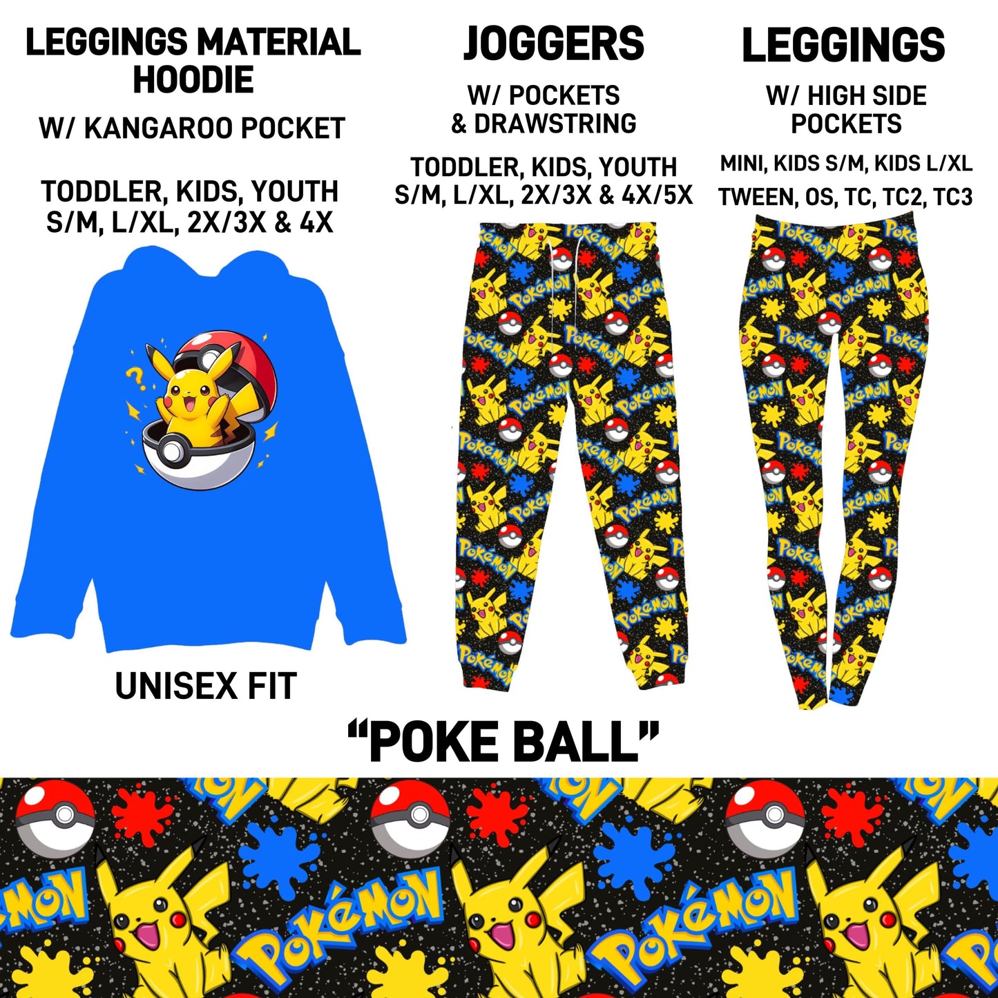 HD2S - Poke Ball Leggings Material Hoodie/Leggings/Full Joggers - Preorder ETA: Late Oct