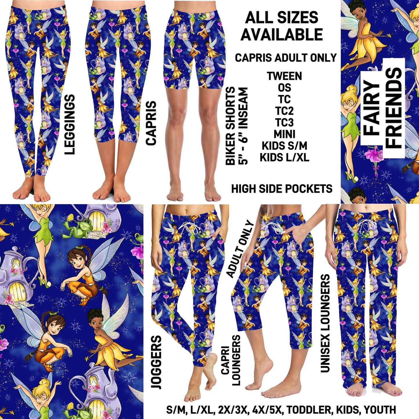 263BT - Fairy Friends Unisex Full Joggers/Full/Capri Loungers - Preorder ETA: Late Oct