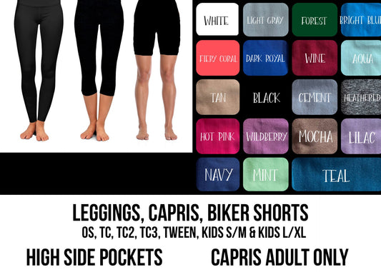 SO3B - (Kids) Solid Color Leggings with High Side Pockets - Preorder ETA: Late Dec