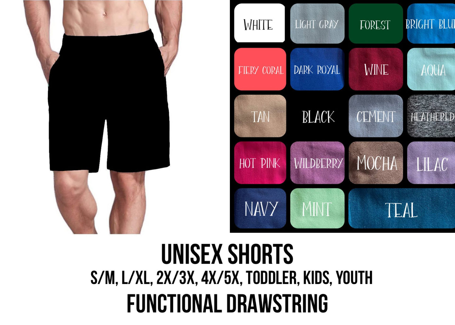 S6LC - (Kids) Solid Color Unisex Shorts - Preorder Closing 1/4 ETA: Early March