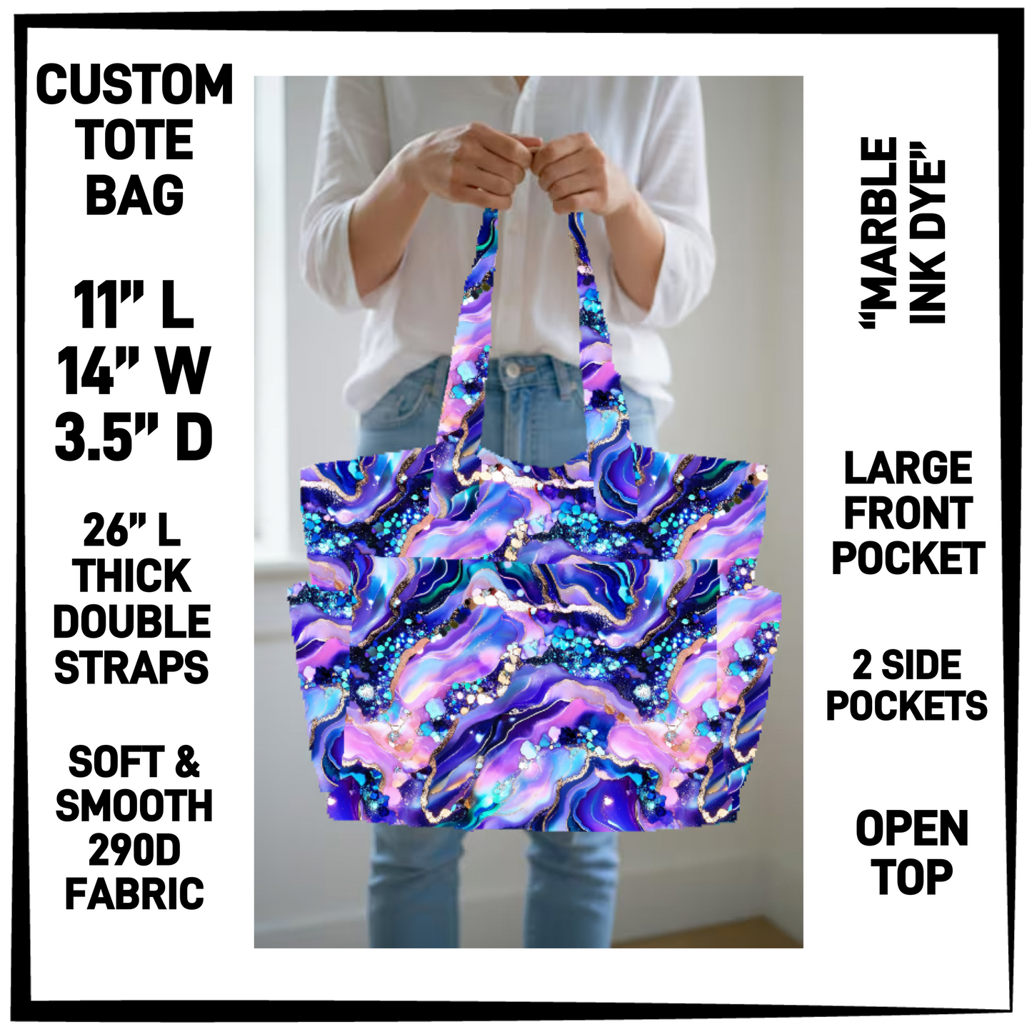 N2TB - Marble Ink Dye Custom Tote Bag - Preorder Closing 7/22 ETA: Late Sept