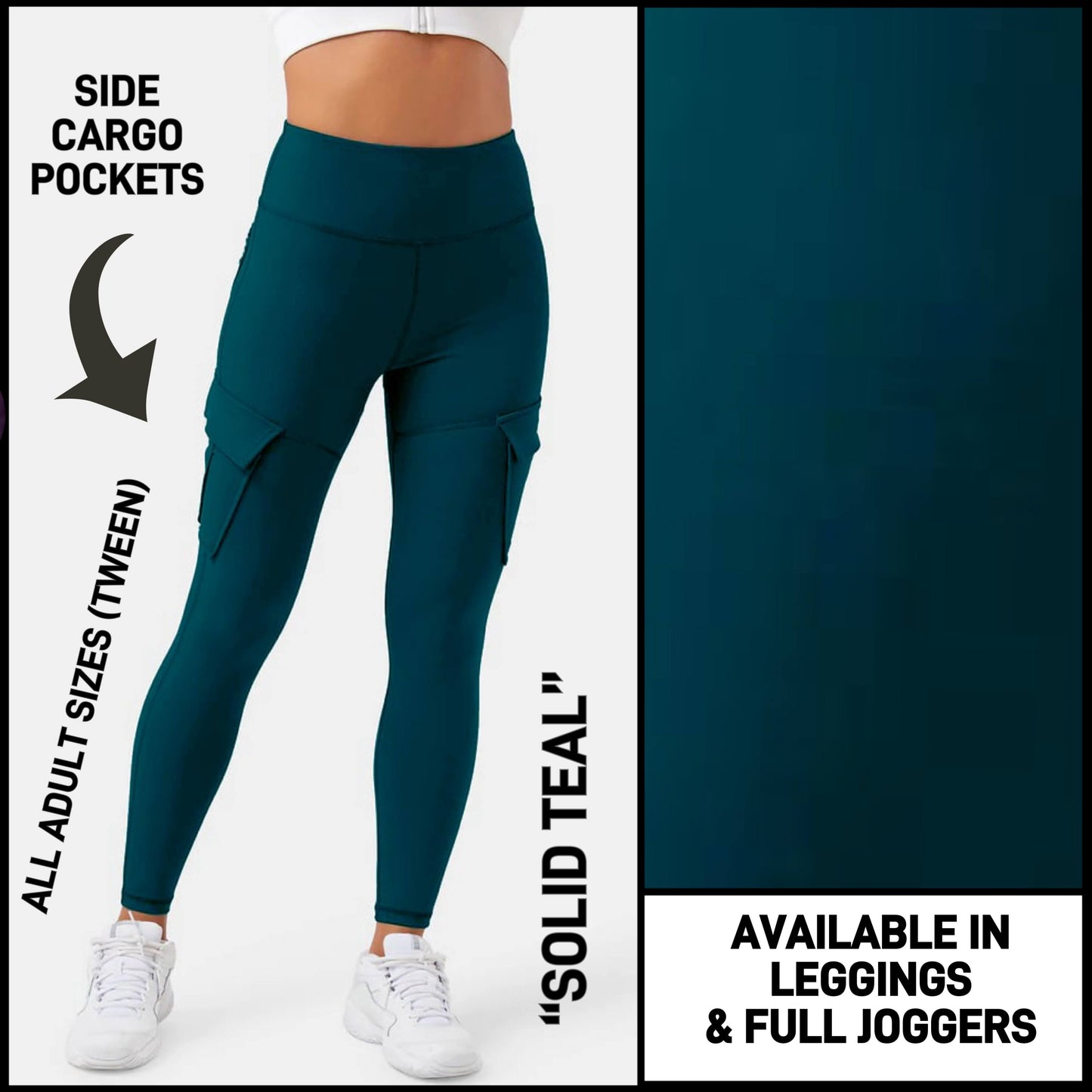 C5GO - Solid Teal Leggings/Unisex Joggers with Cargo Pockets - Preorder ETA: Late Dec