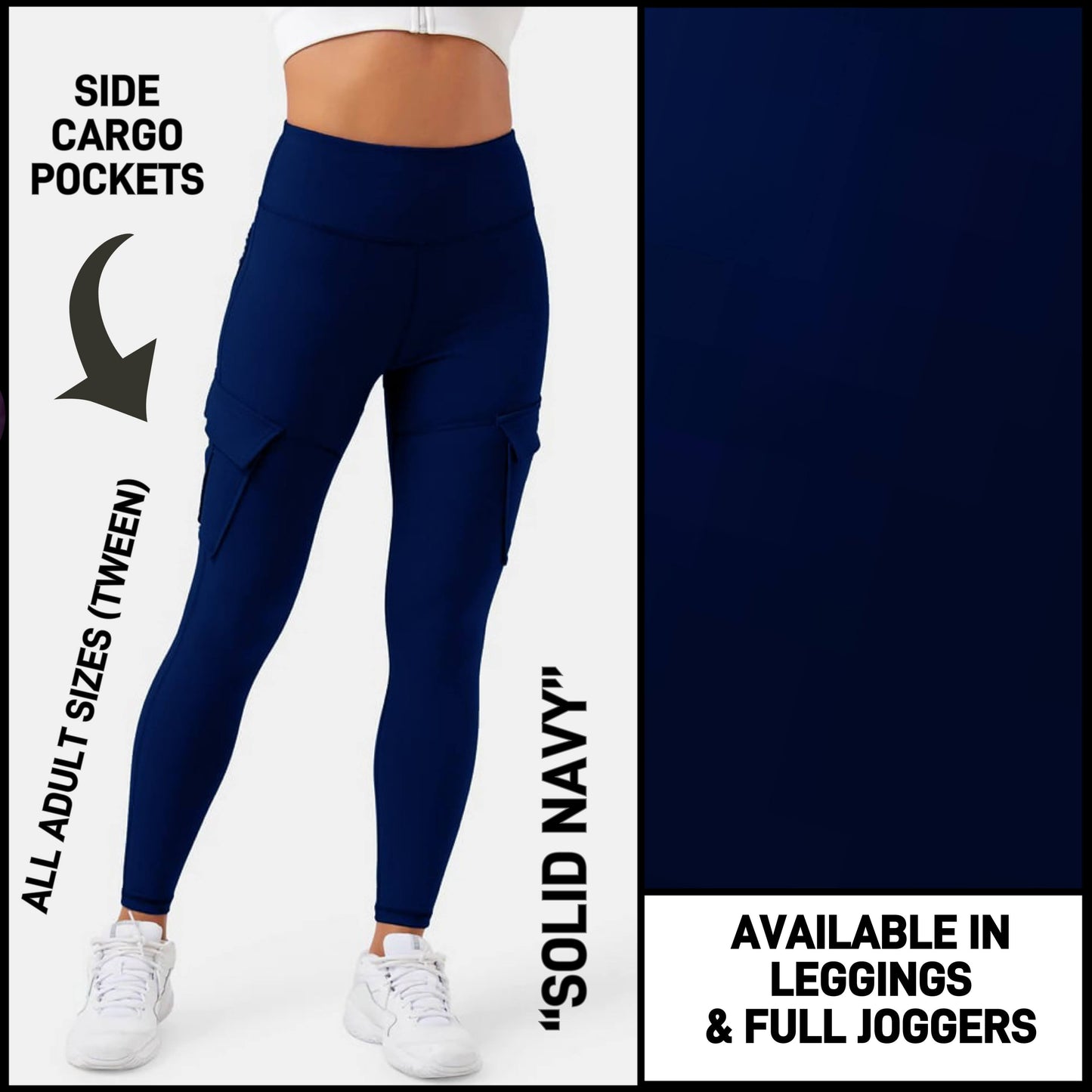 C5GO - Solid Navy Leggings/Unisex Joggers with Cargo Pockets - Preorder ETA: Late Dec
