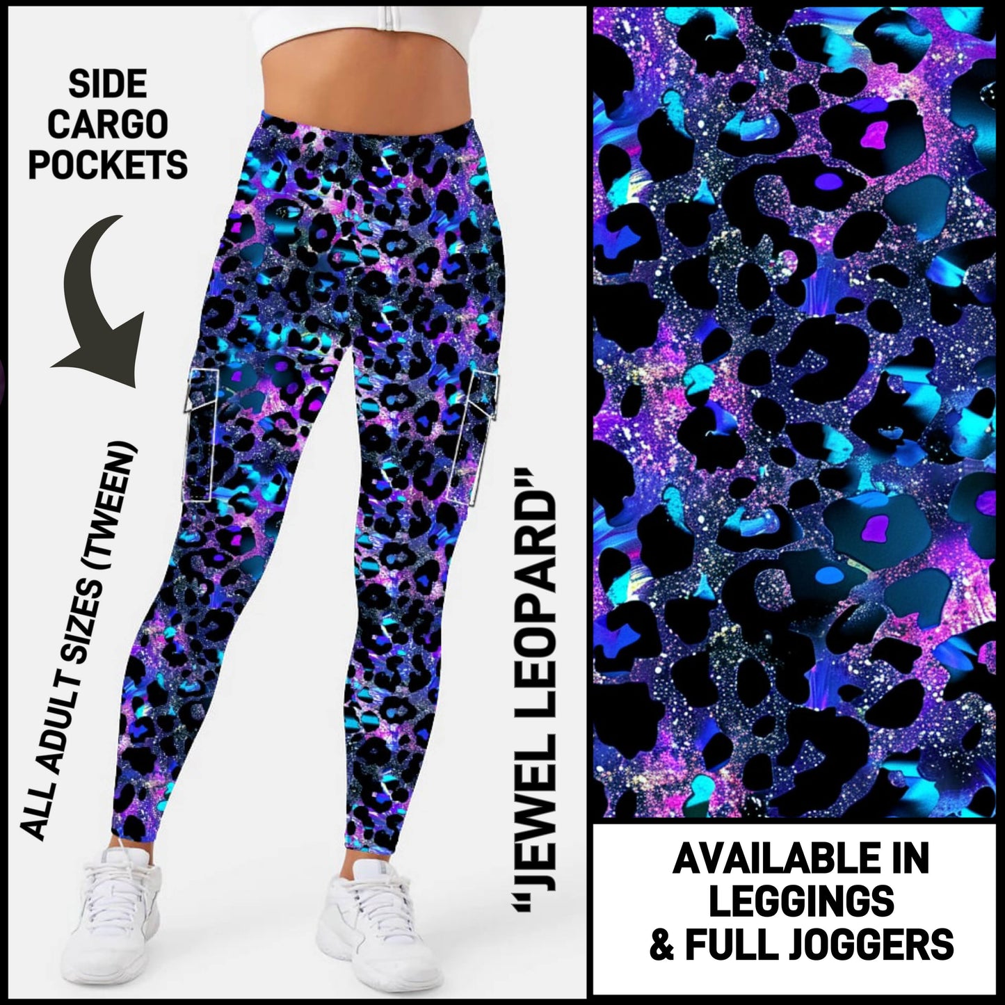 C5GO - Jewel Leopard Leggings/Unisex Joggers with Cargo Pockets - Preorder ETA: Late Dec