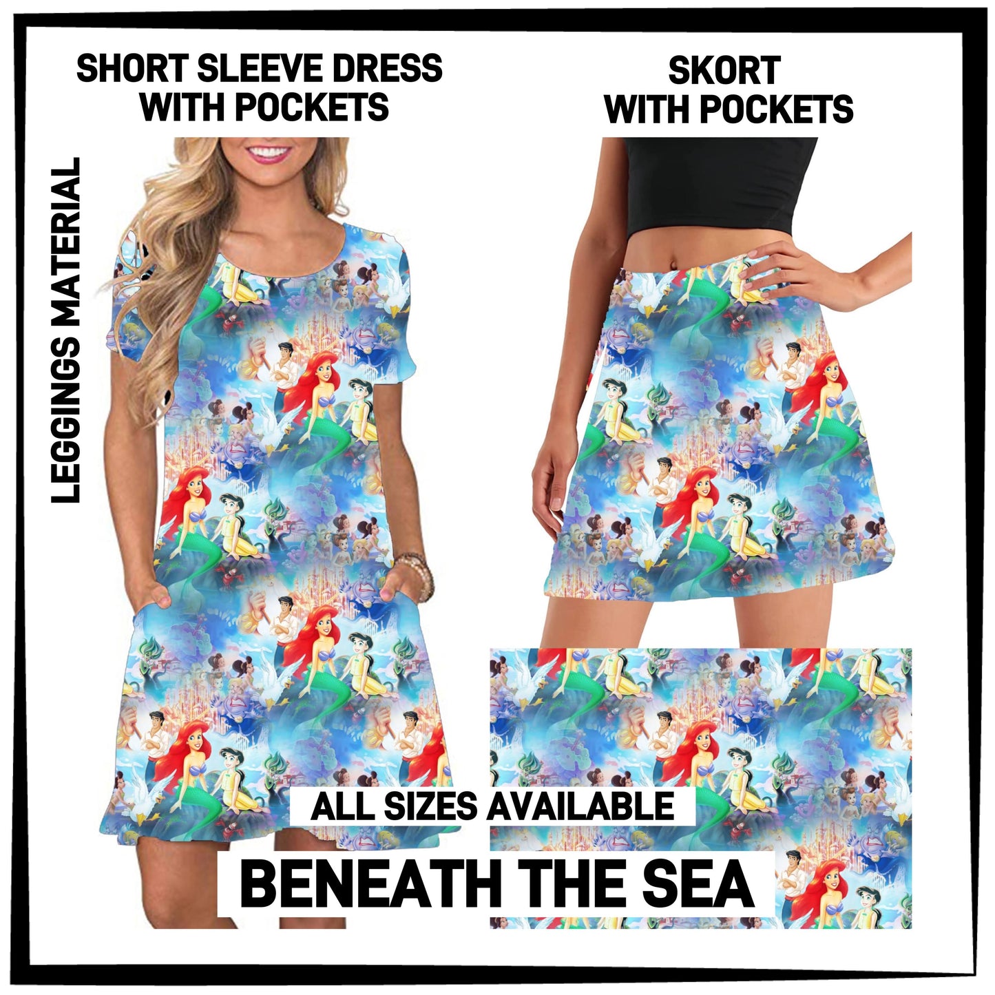 270BT - Beneath The Sea Short Sleeve Pocket Dress/Skort with Pockets - Preorder ETA: Early Jan