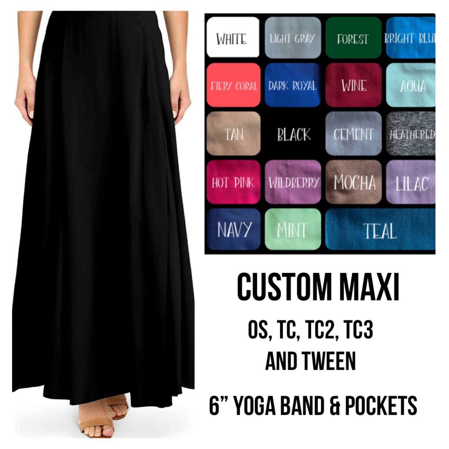 S6LC - Solid Color Maxi Skirt with Pockets - Preorder Closing 1/4 ETA: Early March