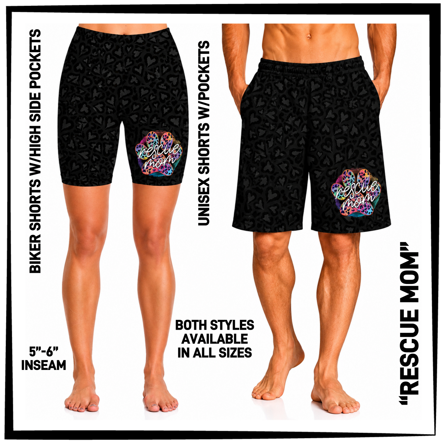 MS1S - Rescue Mom Biker/Unisex Shorts with Pockets - Preorder Closing 6/4 ETA: Early Aug