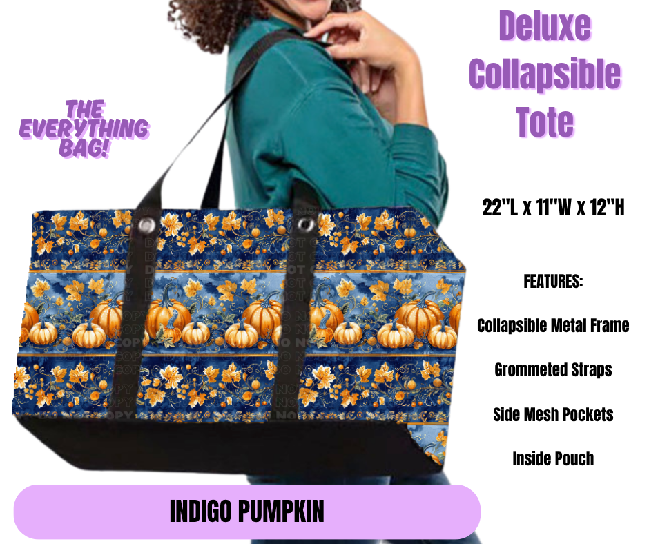Indigo Pumpkin Collapsible Tote