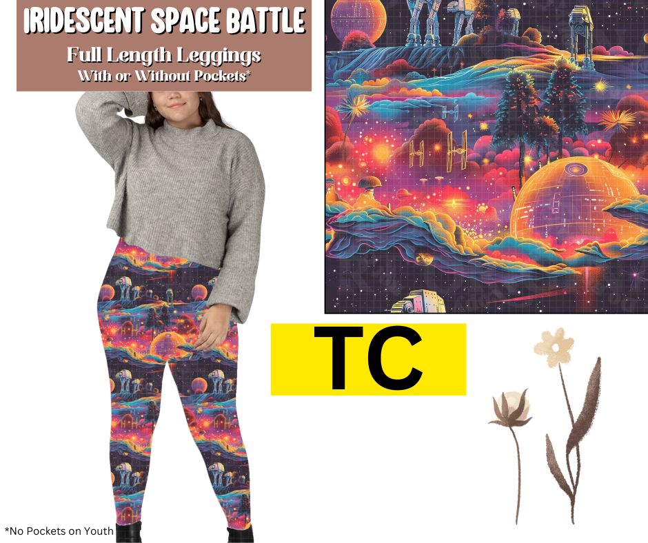 Iridescent Space Battle Full Length Leggings w/ Pockets