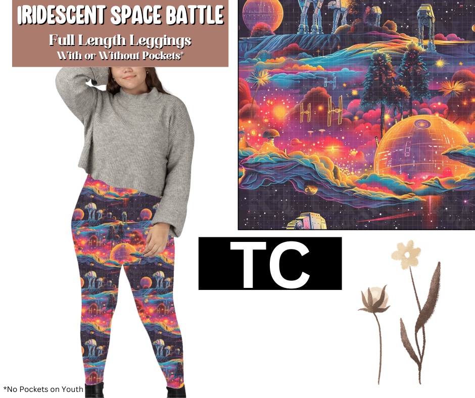 Iridescent Space Battle Full Length Leggings w/ Pockets