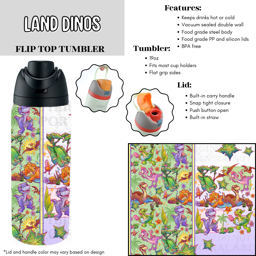 Land Dinos Flip Top Tumbler