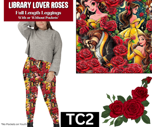 Library Lover Roses Full Length Leggings w/ Pockets