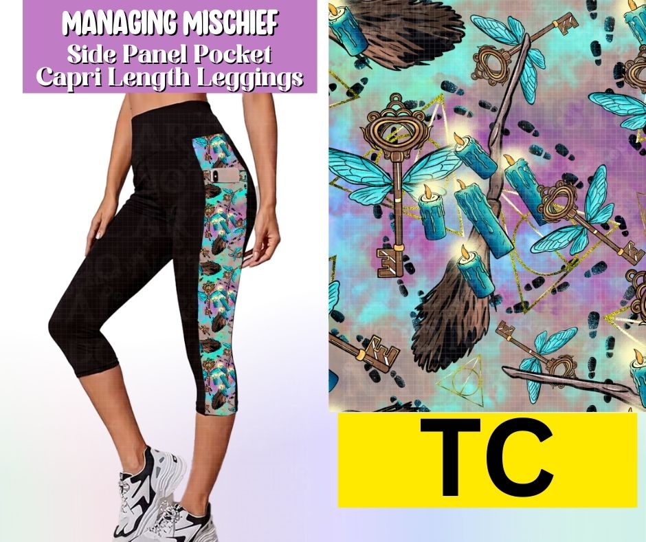 Managing Mischief Side Panel Pocket Capri Length Leggings