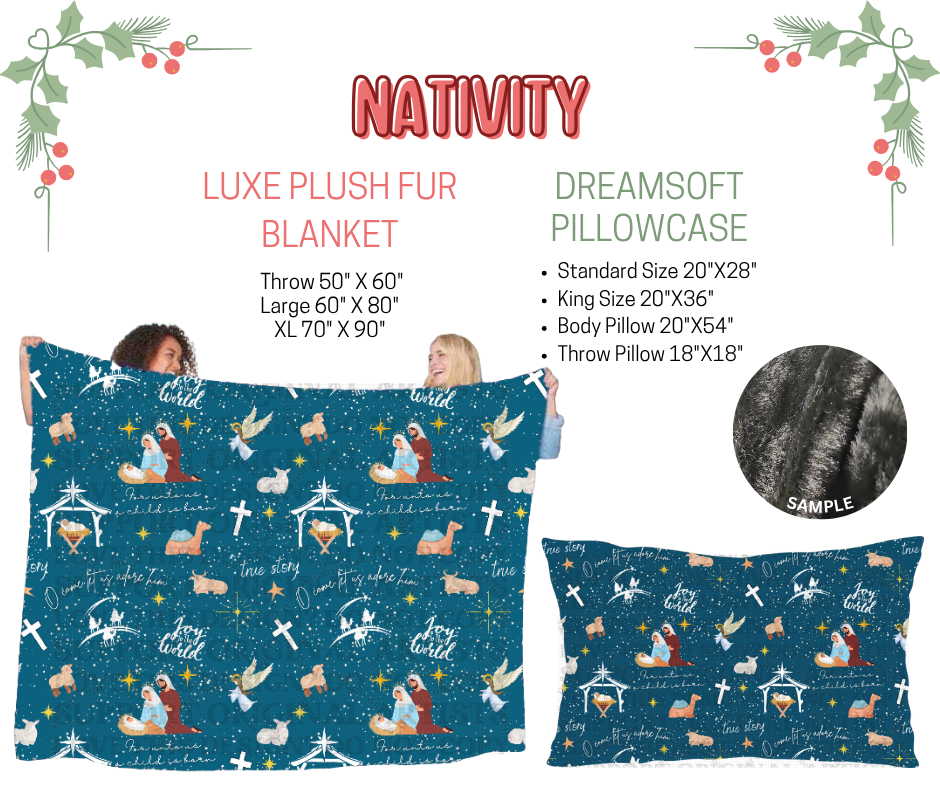 Preorder! Closes 9/3. ETA Dec. Nativity Luxe Plush Fur Blanket and/or DreamSoft Pillowcase
